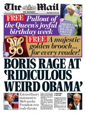 The Mail on Sunday (UK) Newspaper Front Page for 24 April 2016