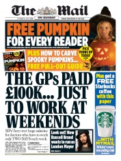 The Mail on Sunday (UK) Newspaper Front Page for 26 October 2014