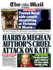 The Mail on Sunday front page for 26 November 2023