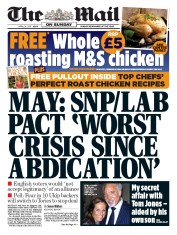 The Mail on Sunday Newspaper Front Page (UK) for 26 April 2015