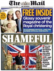 The Mail on Sunday Newspaper Front Page (UK) for 27 October 2013