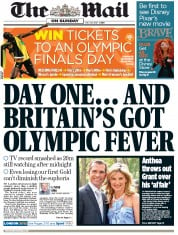 The Mail on Sunday (UK) Newspaper Front Page for 29 July 2012
