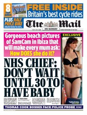 The Mail on Sunday (UK) Newspaper Front Page for 31 May 2015