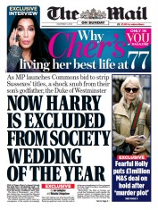The Mail on Sunday front page for 3 December 2023