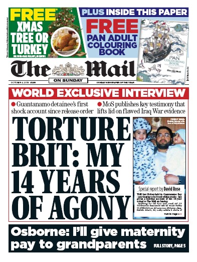 The Mail on Sunday Newspaper Front Page (UK) for 4 October 2015