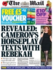 The Mail on Sunday Newspaper Front Page (UK) for 4 November 2012