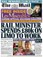 The Mail on Sunday (UK) Newspaper Front Page for 6 January 2013