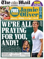 The Mail on Sunday Newspaper Front Page (UK) for 8 July 2012