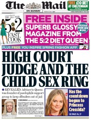 The Mail on Sunday Newspaper Front Page (UK) for 9 March 2014