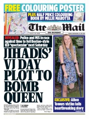 The Mail on Sunday (UK) Newspaper Front Page for 9 August 2015