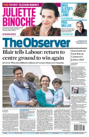 The Observer (UK) Newspaper Front Page for 10 May 2015
