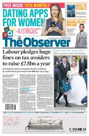 The Observer (UK) Newspaper Front Page for 12 April 2015