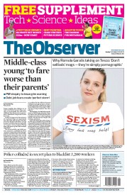 The Observer Newspaper Front Page (UK) for 13 October 2013