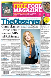 The Observer (UK) Newspaper Front Page for 14 December 2014