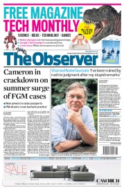 The Observer (UK) Newspaper Front Page for 14 June 2015