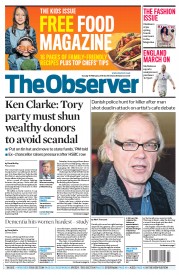 The Observer Newspaper Front Page (UK) for 15 February 2015