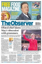 The Observer (UK) Newspaper Front Page for 16 October 2016