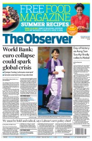 The Observer (UK) Newspaper Front Page for 17 June 2012