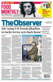 The Observer (UK) Newspaper Front Page for 18 January 2015