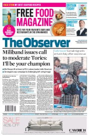 The Observer (UK) Newspaper Front Page for 19 April 2015