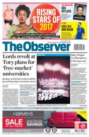 The Observer (UK) Newspaper Front Page for 1 January 2017