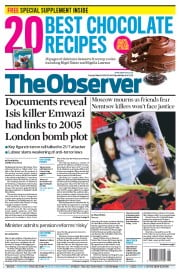 The Observer Newspaper Front Page (UK) for 1 March 2015