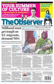 The Observer (UK) Newspaper Front Page for 1 June 2014