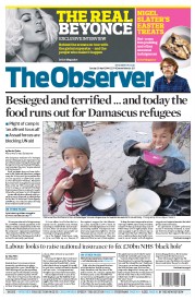 The Observer Newspaper Front Page (UK) for 20 April 2014