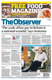 The Observer Newspaper Front Page (UK) for 21 July 2013