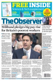 The Observer Newspaper Front Page (UK) for 21 September 2014