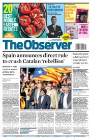 The Observer (UK) Newspaper Front Page for 22 October 2017