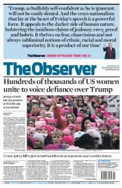 The Observer (UK) Newspaper Front Page for 22 January 2017