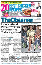 The Observer (UK) Newspaper Front Page for 22 February 2015