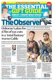 The Observer (UK) Newspaper Front Page for 23 November 2014