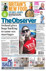 The Observer (UK) Newspaper Front Page for 24 May 2015