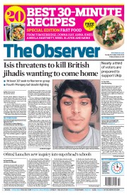 The Observer (UK) Newspaper Front Page for 26 October 2014