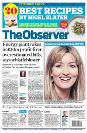 The Observer Newspaper Front Page (UK) for 27 October 2013