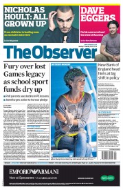 The Observer (UK) Newspaper Front Page for 27 January 2013