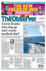The Observer (UK) Newspaper Front Page for 28 December 2014
