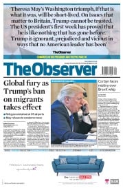 The Observer (UK) Newspaper Front Page for 29 January 2017