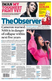 The Observer Newspaper Front Page (UK) for 29 June 2014