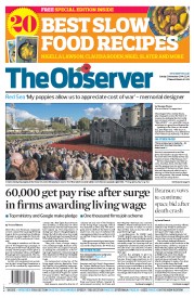 The Observer (UK) Newspaper Front Page for 2 November 2014