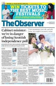 The Observer Newspaper Front Page (UK) for 30 March 2014