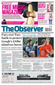 The Observer (UK) Newspaper Front Page for 31 January 2016