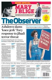 The Observer Newspaper Front Page (UK) for 31 August 2014