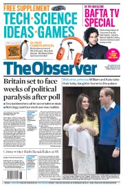 The Observer (UK) Newspaper Front Page for 3 May 2015