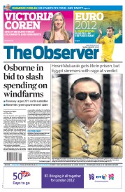 The Observer (UK) Newspaper Front Page for 3 June 2012
