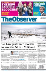 The Observer (UK) Newspaper Front Page for 5 February 2012