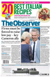 The Observer Newspaper Front Page (UK) for 5 July 2015
