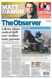 The Observer Newspaper Front Page (UK) for 7 April 2013
